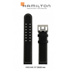 Uhrenarmband Hamilton H70505733 / H001.70.505.733.11 Leder Schwarz 20mm